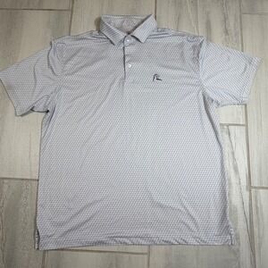 Rhoback Be The Ball Grey White Honeycomb Performance Golf Polo Shirt Sz Large